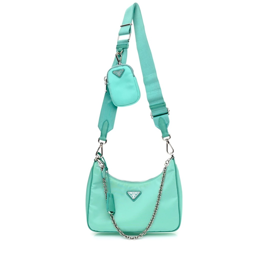Rare & Authentic Prada Re-Edition 2005 Nylon Bag in Jade Green Like Tiffany Blue - Picture 3 of 16